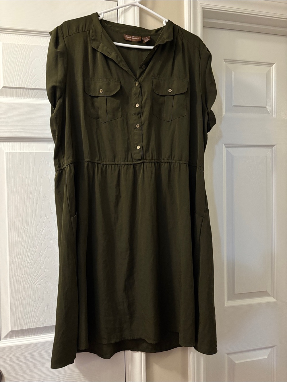 Speed Control Olive Green Women's Shirt Dress